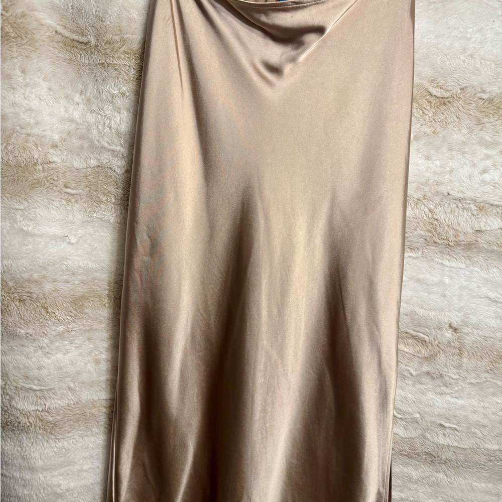 Brown and Gold Asymmetrical Maxi Skirt for Cocktail